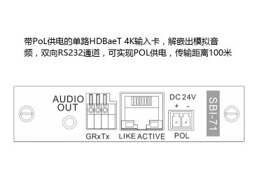 单路HDbaseT输入卡&模拟音频